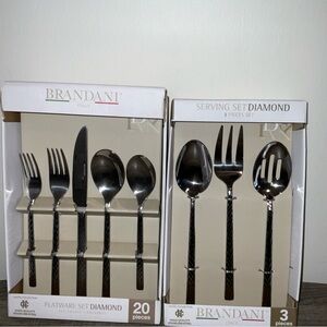 BRANDANI DIAMOND COLLECTION 20pc FLATWARE 3pc.SERVING 23pc.SET MADE IN ITALY NIB